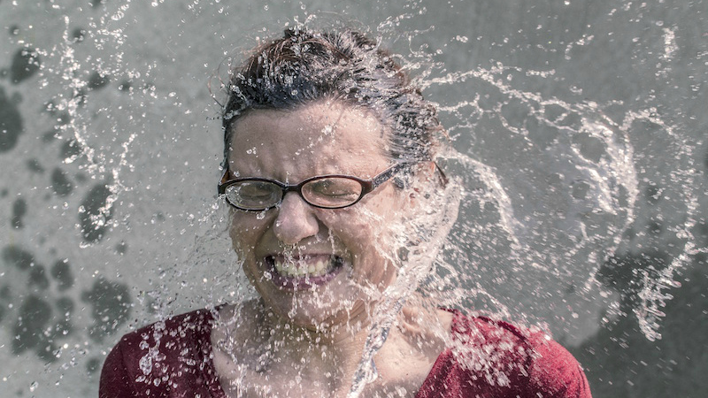 Splashing water in face